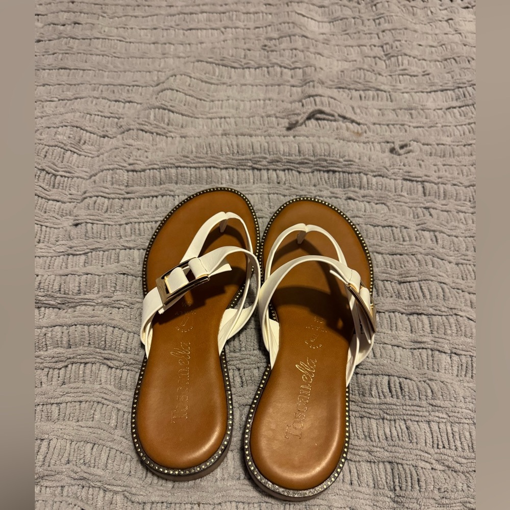 TOSCANELLA WHITE WOMENS SANDALS FLIP FLOP STYLE CLASSIC SIZE 8 1/2